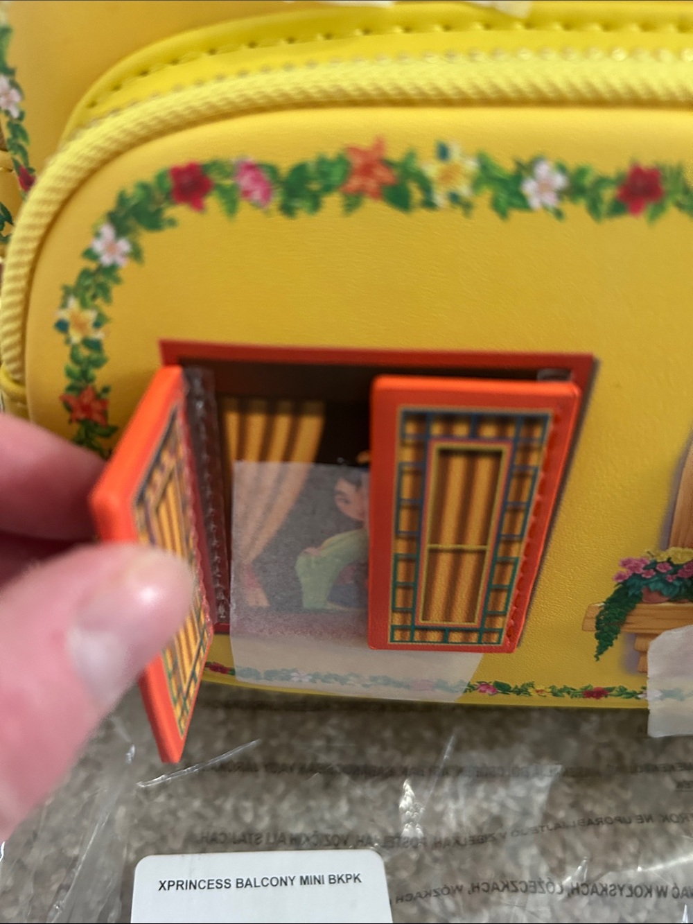 Interactive Loungefly Yellow Backpack with Disney Princess Windows - Picture 5 of 8